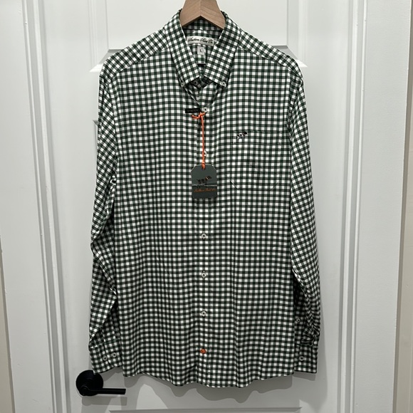 Men's Southern Point Green Gingham checked Button Down Shirt / Size L - Picture 2 of 8
